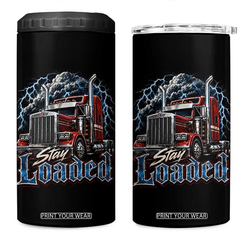 Truck Driver 4 in 1 Can Cooler Tumbler Funny Trucker Husband Big Rig Semi Trailer Truckin