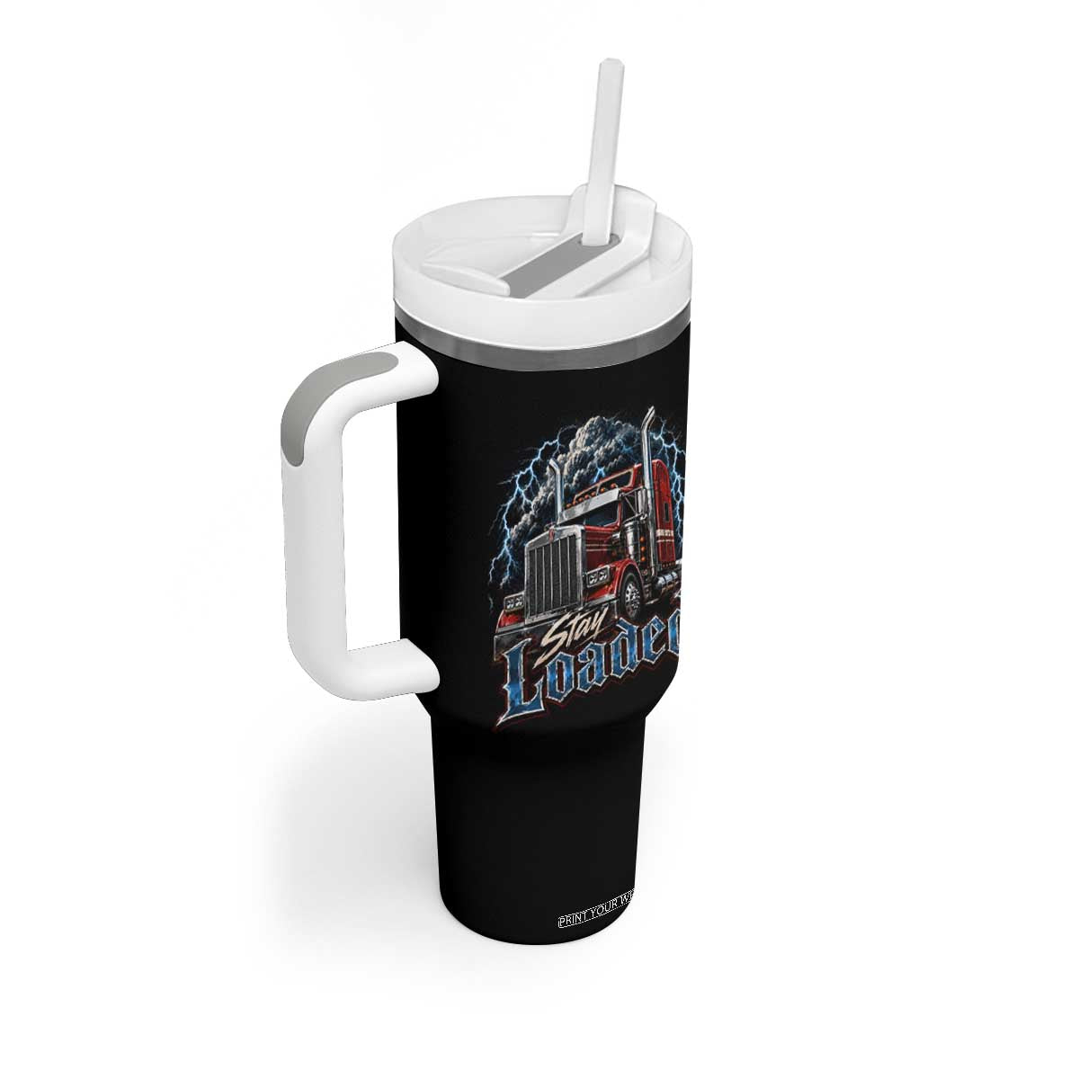 Truck Driver Tumbler With Handle Funny Trucker Husband Big Rig Semi Trailer Truckin