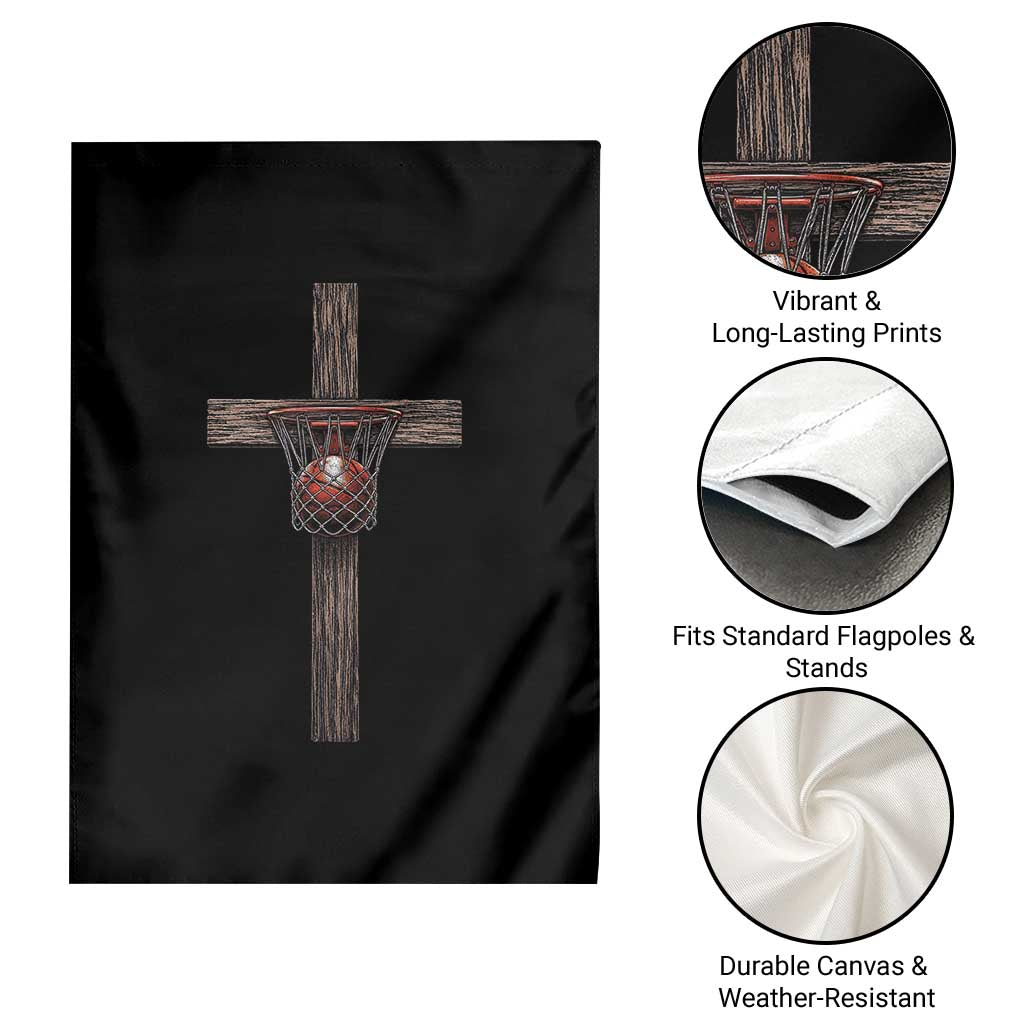 Christian Cross Basketball Garden Flag Faith Basketball Player Graphic