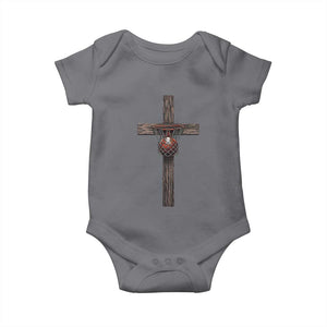 Christian Cross Basketball Baby Onesie Faith Basketball Player Graphic TS10 Charcoal Print Your Wear