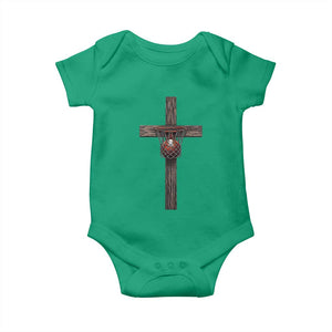 Christian Cross Basketball Baby Onesie Faith Basketball Player Graphic TS10 Irish Green Print Your Wear
