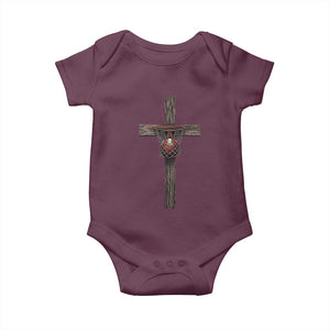 Christian Cross Basketball Baby Onesie Faith Basketball Player Graphic TS10 Maroon Print Your Wear