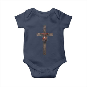 Christian Cross Basketball Baby Onesie Faith Basketball Player Graphic TS10 Navy Print Your Wear