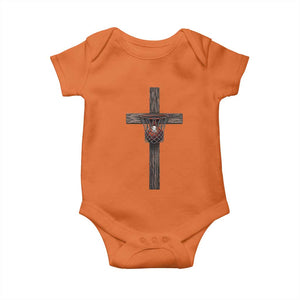 Christian Cross Basketball Baby Onesie Faith Basketball Player Graphic TS10 Orange Print Your Wear
