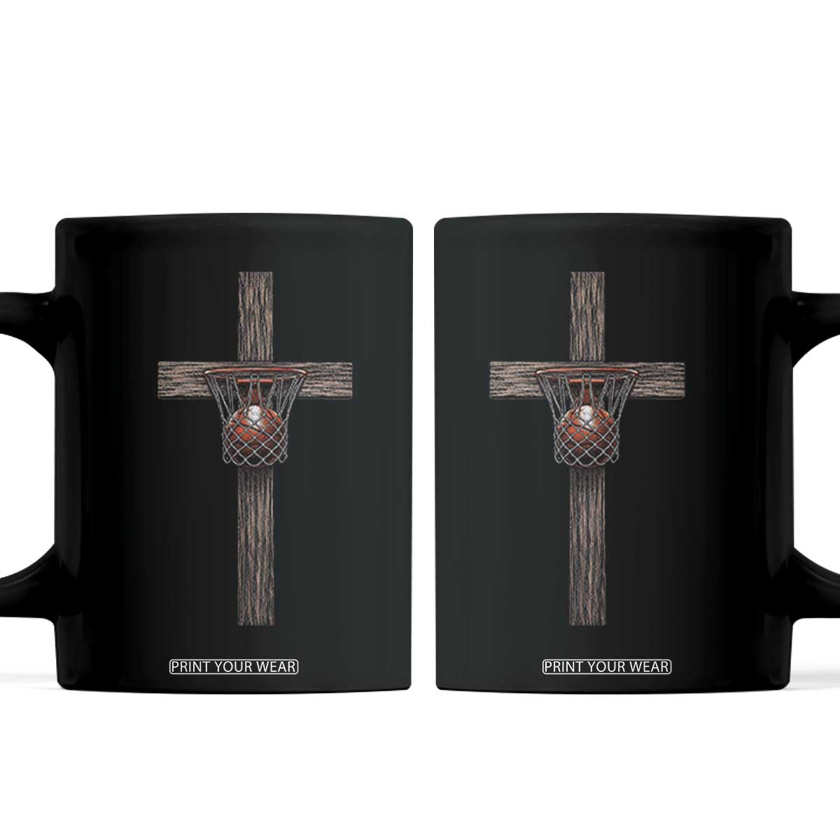 Christian Cross Basketball Coffee Mug Faith Basketball Player Graphic TS10 Black Print Your Wear