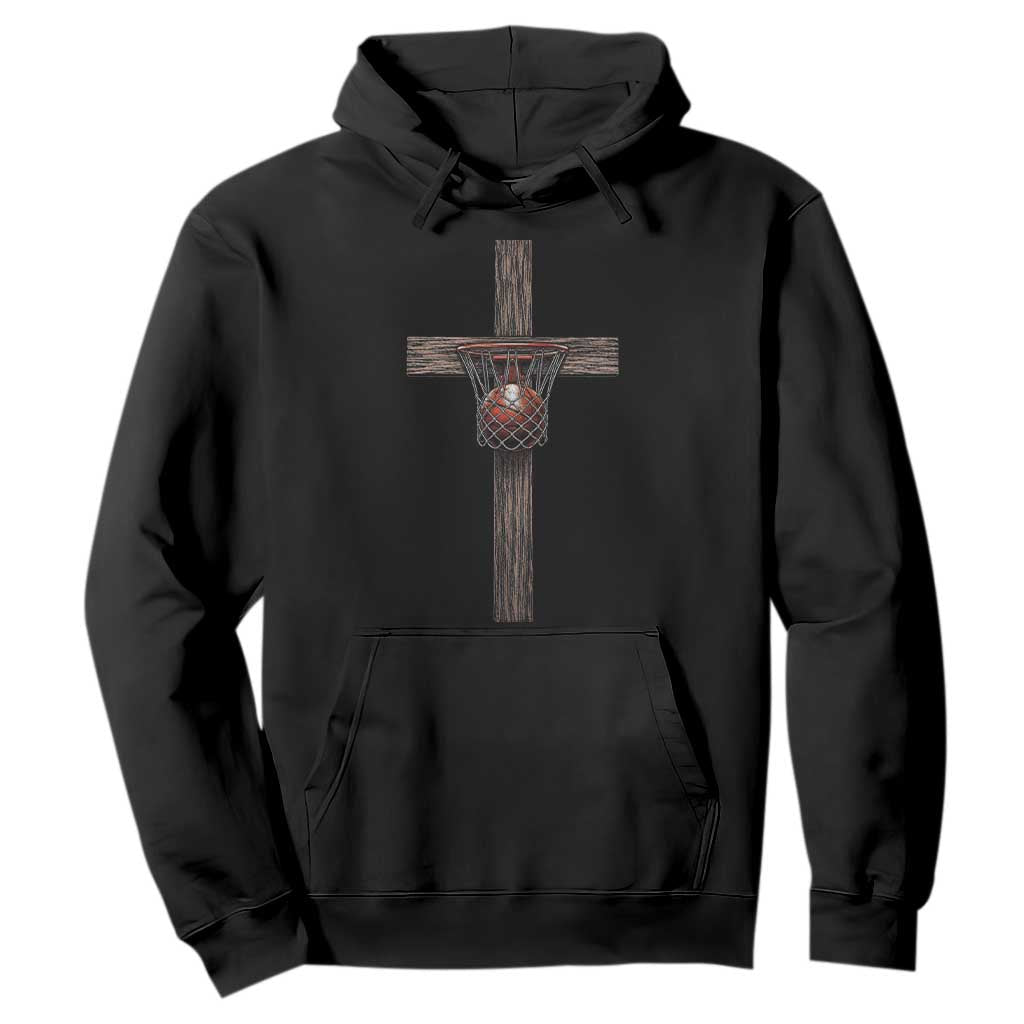 Christian Cross Basketball Hoodie Faith Basketball Player Graphic TS10 Black Print Your Wear
