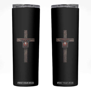 Christian Cross Basketball Skinny Tumbler Faith Basketball Player Graphic