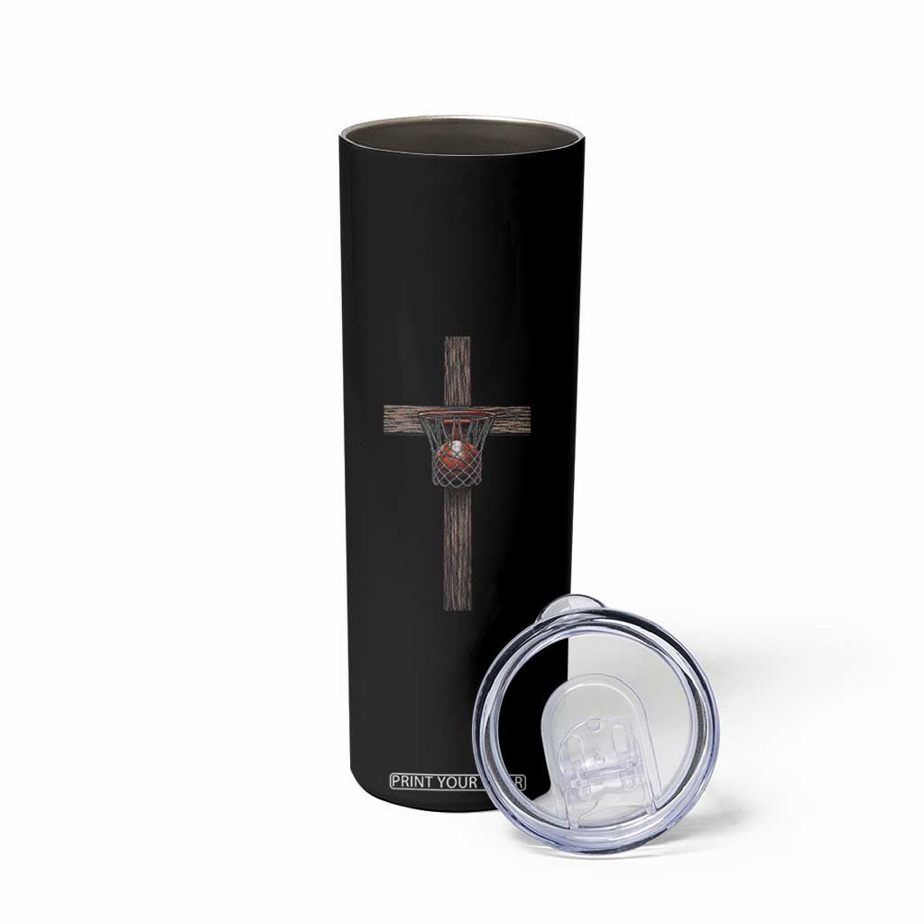 Christian Cross Basketball Skinny Tumbler Faith Basketball Player Graphic