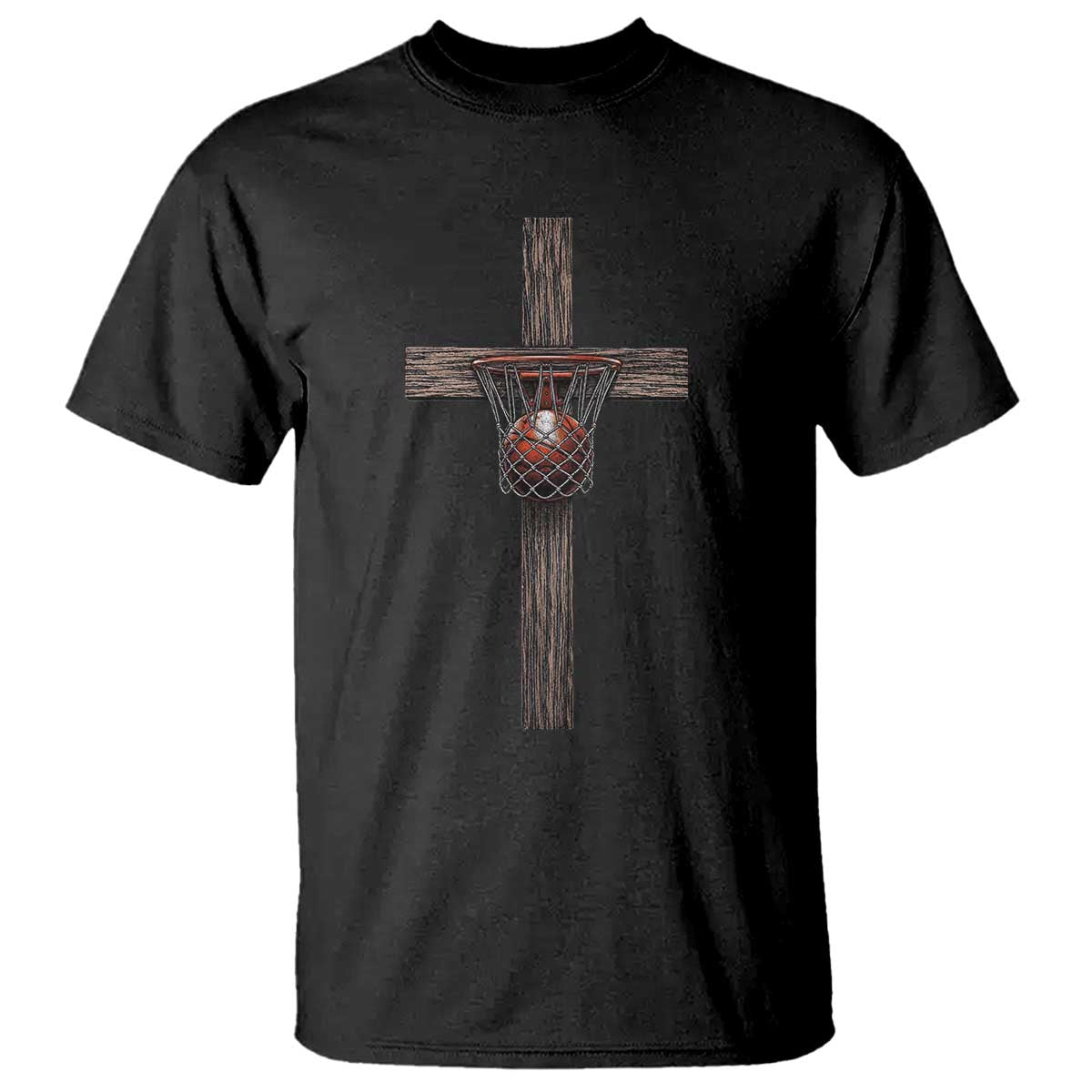 Christian Cross Basketball T Shirt Faith Basketball Player Graphic TS10 Black Print Your Wear