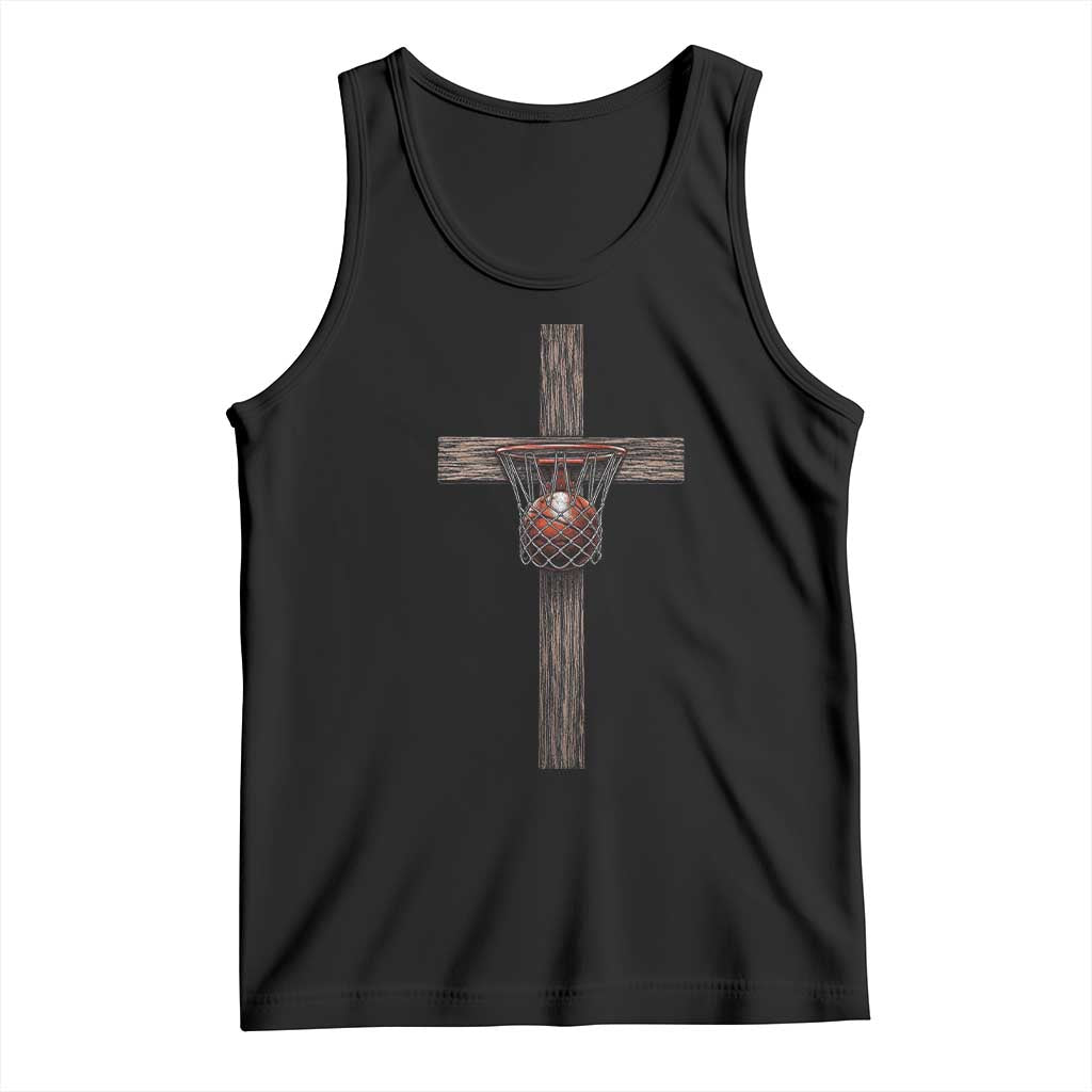 Christian Cross Basketball Tank Top Faith Basketball Player Graphic TS10 Black Print Your Wear