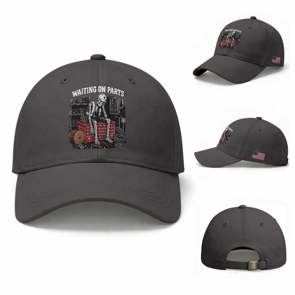 Electrician Skeleton Baseball Cap Waiting On Parts Funny Graphic