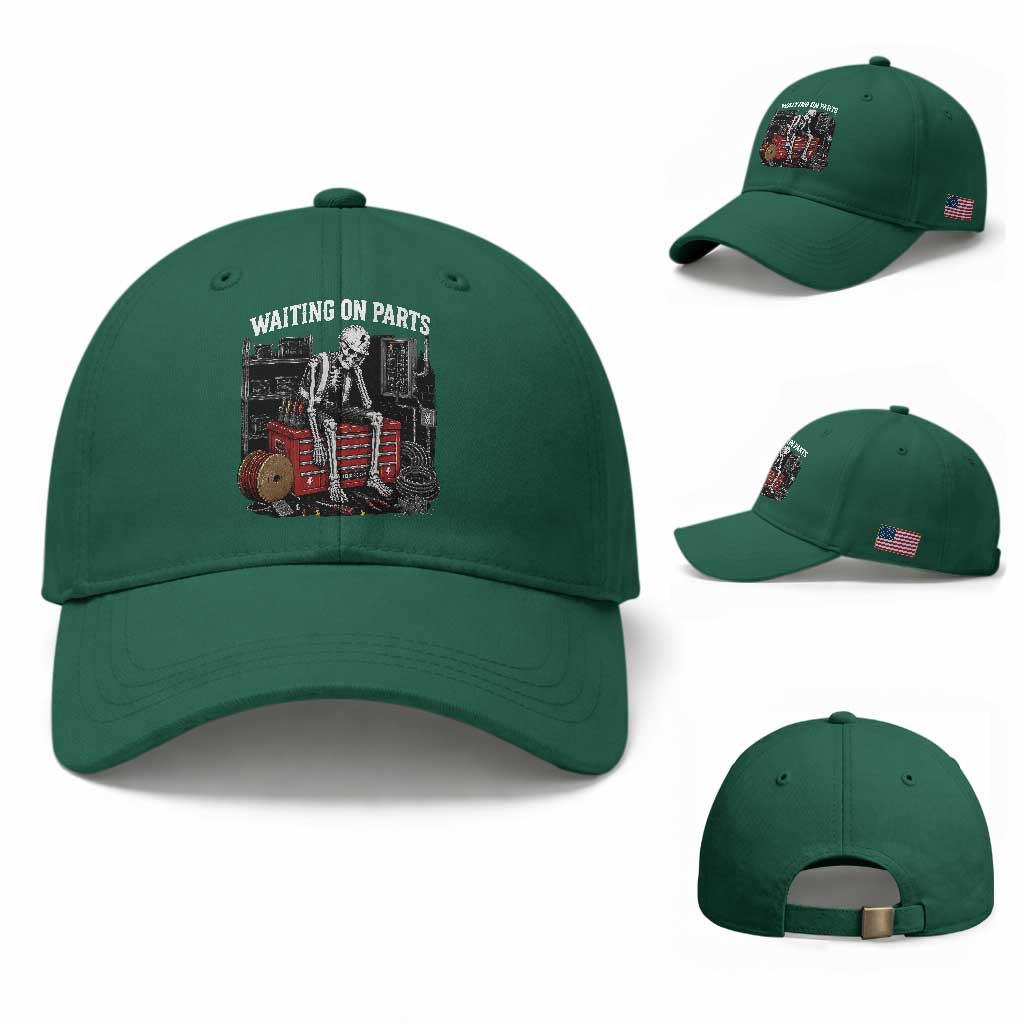 Electrician Skeleton Baseball Cap Waiting On Parts Funny Graphic