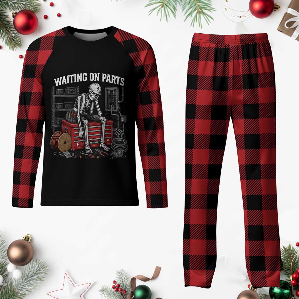 Electrician Skeleton Plaid Pajama Set Waiting On Parts Funny Graphic TS10 Buffalo Plaid Print Your Wear