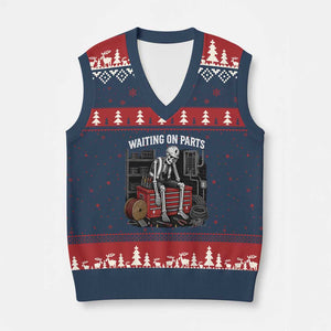 Electrician Skeleton V-Neck Knit Sweater Vest Waiting On Parts Funny Graphic