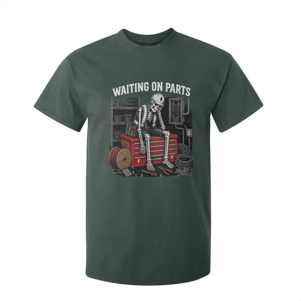 Electrician Skeleton T Shirt For Kid Waiting On Parts Funny Graphic