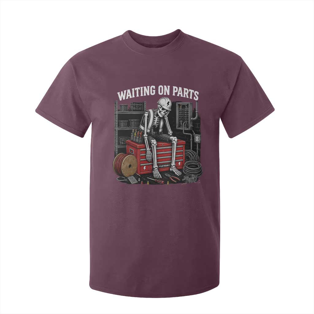Electrician Skeleton T Shirt For Kid Waiting On Parts Funny Graphic
