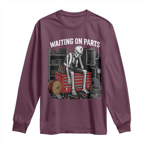 Electrician Skeleton Long Sleeve Shirt Waiting On Parts Funny Graphic