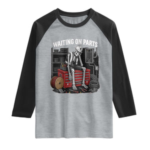 Electrician Skeleton Raglan Shirt Waiting On Parts Funny Graphic