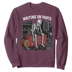 Electrician Skeleton Sweatshirt Waiting On Parts Funny Graphic