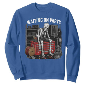 Electrician Skeleton Sweatshirt Waiting On Parts Funny Graphic