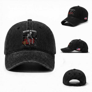 Electrician Skeleton Washed Cotton Baseball Cap Waiting On Parts Funny Graphic