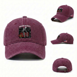 Electrician Skeleton Washed Cotton Baseball Cap Waiting On Parts Funny Graphic