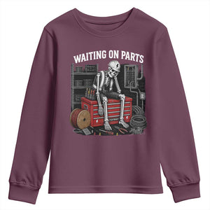 Electrician Skeleton Youth Sweatshirt Waiting On Parts Funny Graphic