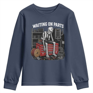 Electrician Skeleton Youth Sweatshirt Waiting On Parts Funny Graphic