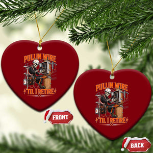 Electrician Lineman Skeleton Graphic Ceramic Ornament Pullin Wire Til I Retire
