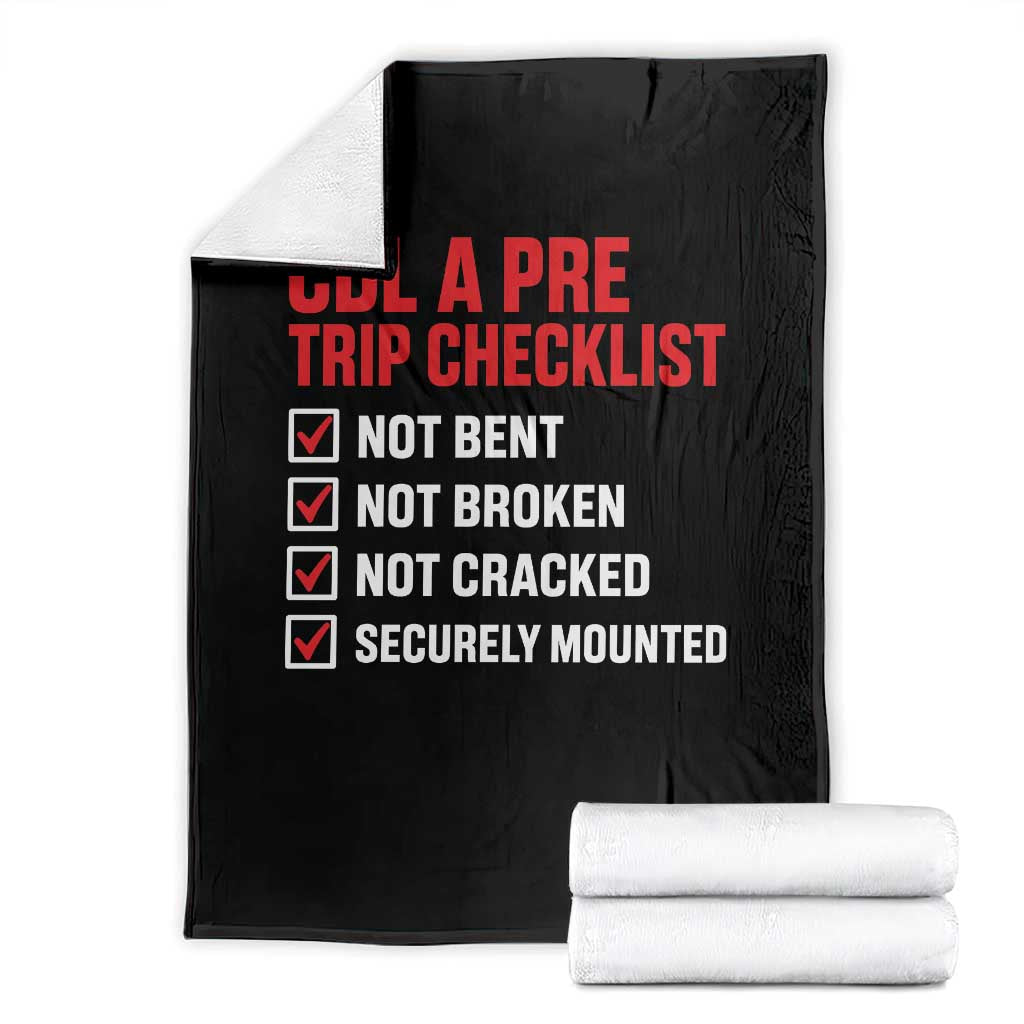CDL A Pre Trip Checklist Trucker Throw Blanket Driver Safety Inspection Graphic TS10 Black Print Your Wear
