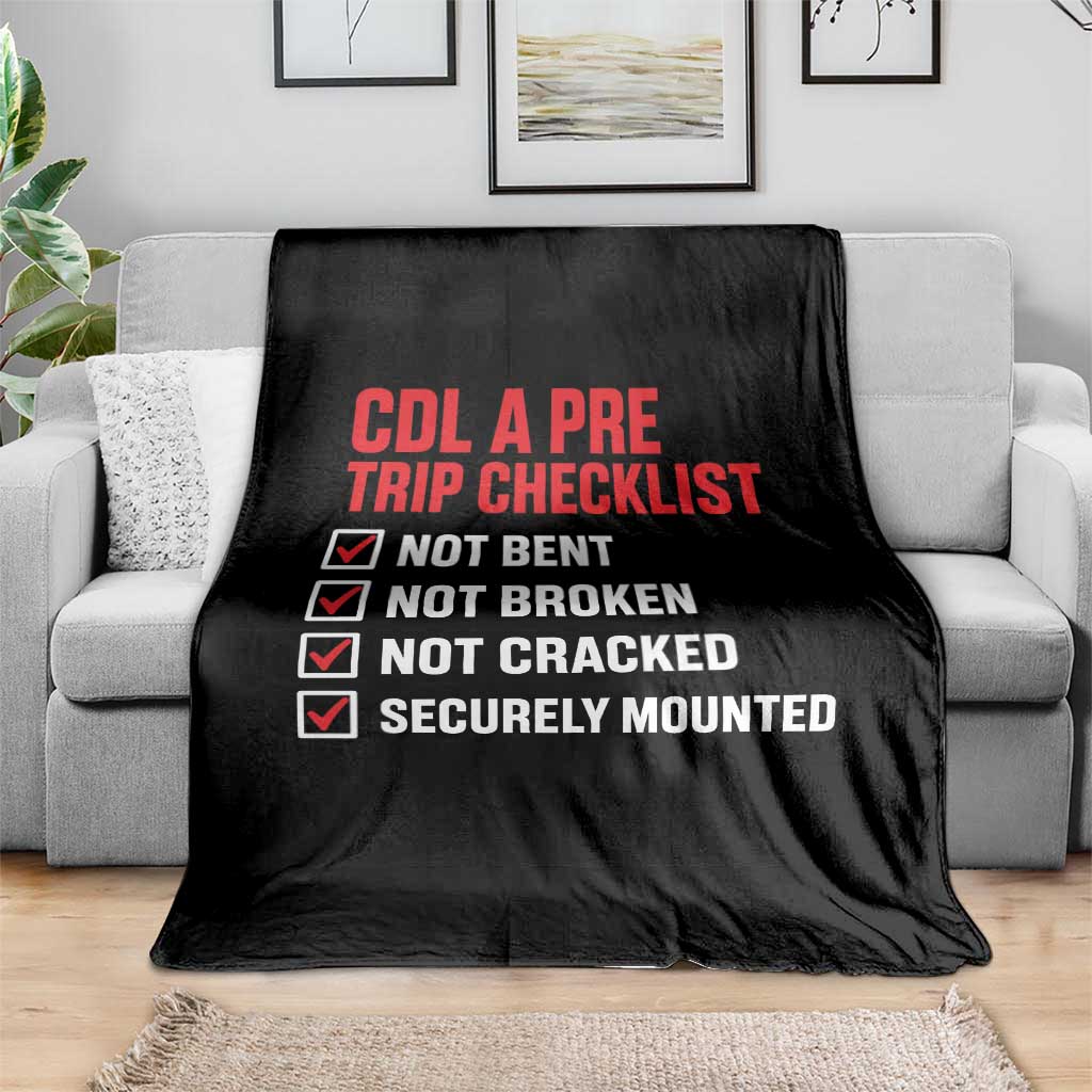 CDL A Pre Trip Checklist Trucker Throw Blanket Driver Safety Inspection Graphic