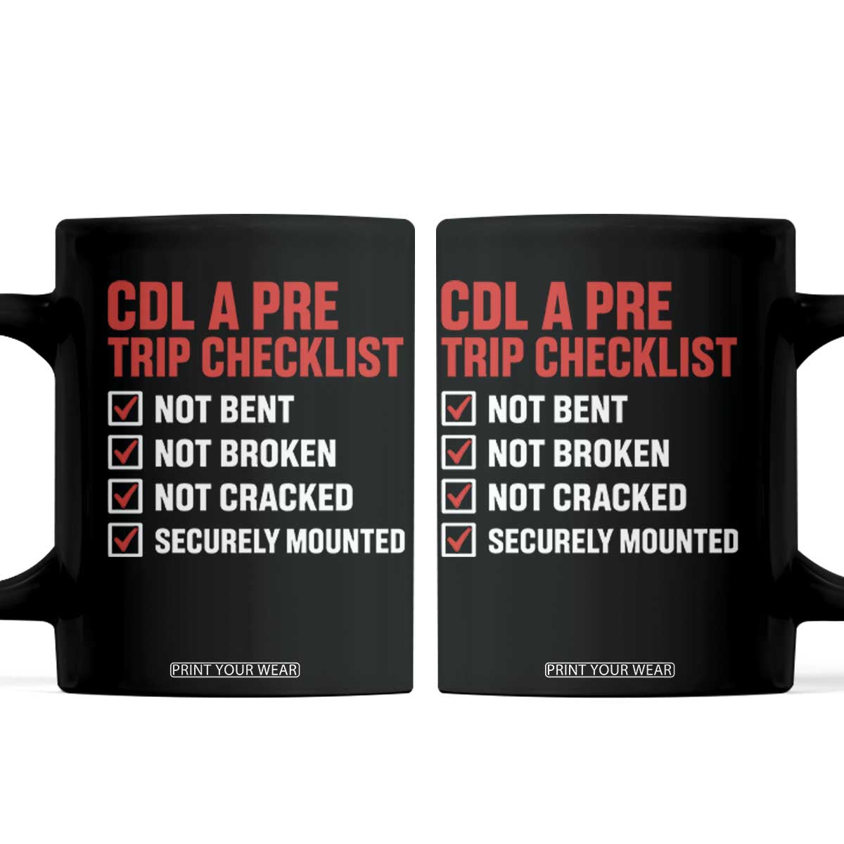 CDL A Pre Trip Checklist Trucker Coffee Mug Driver Safety Inspection Graphic