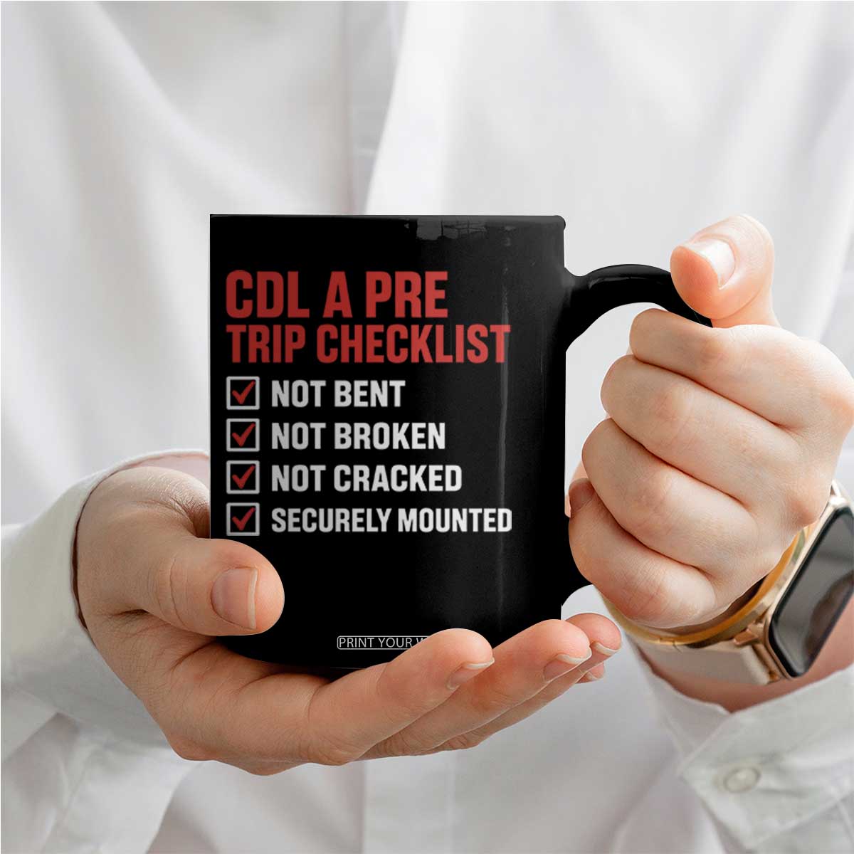 CDL A Pre Trip Checklist Trucker Coffee Mug Driver Safety Inspection Graphic