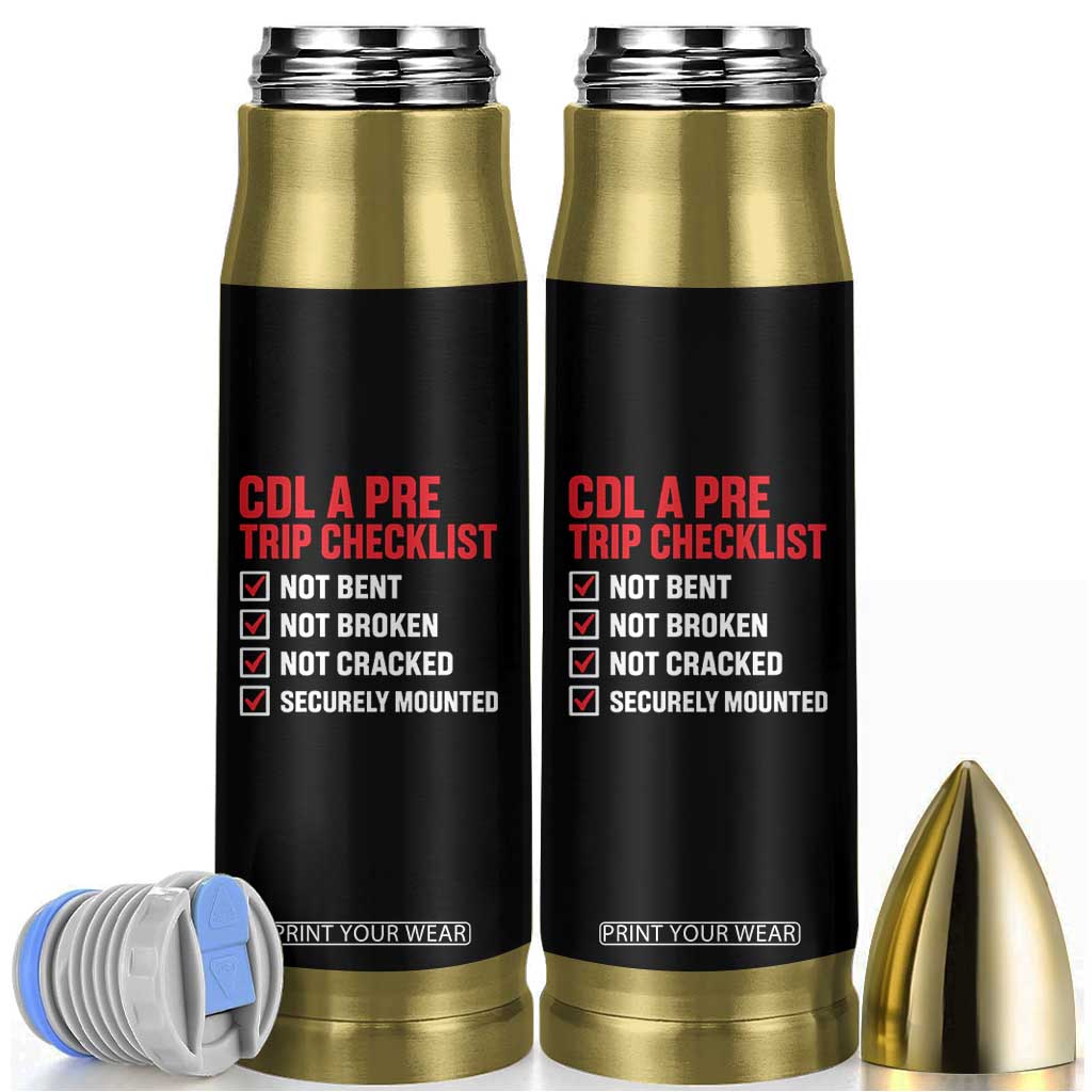 CDL A Pre Trip Checklist Trucker Bullet Tumbler Driver Safety Inspection Graphic TS10 Black Print Your Wear