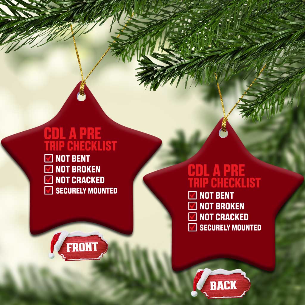 CDL A Pre Trip Checklist Trucker Ceramic Ornament Driver Safety Inspection Graphic
