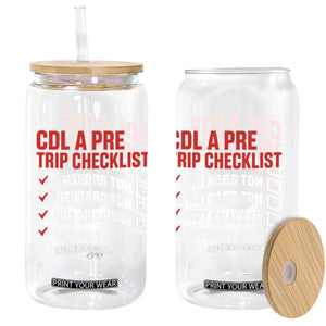 CDL A Pre Trip Checklist Trucker Glass Can Driver Safety Inspection Graphic