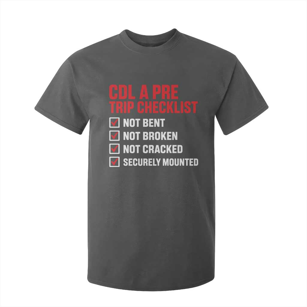 CDL A Pre Trip Checklist Trucker T Shirt For Kid Driver Safety Inspection Graphic