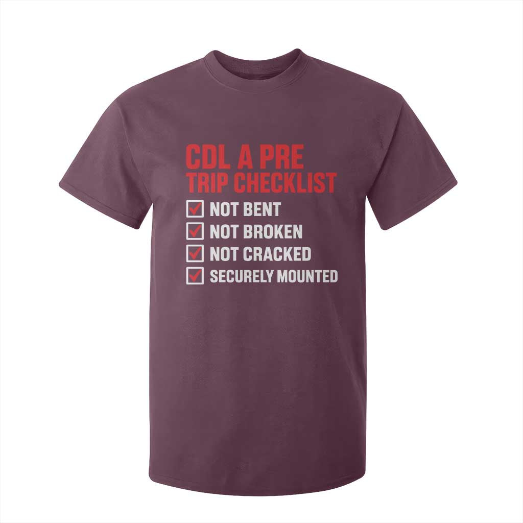 CDL A Pre Trip Checklist Trucker T Shirt For Kid Driver Safety Inspection Graphic
