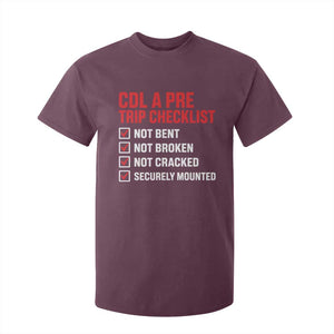 CDL A Pre Trip Checklist Trucker T Shirt For Kid Driver Safety Inspection Graphic
