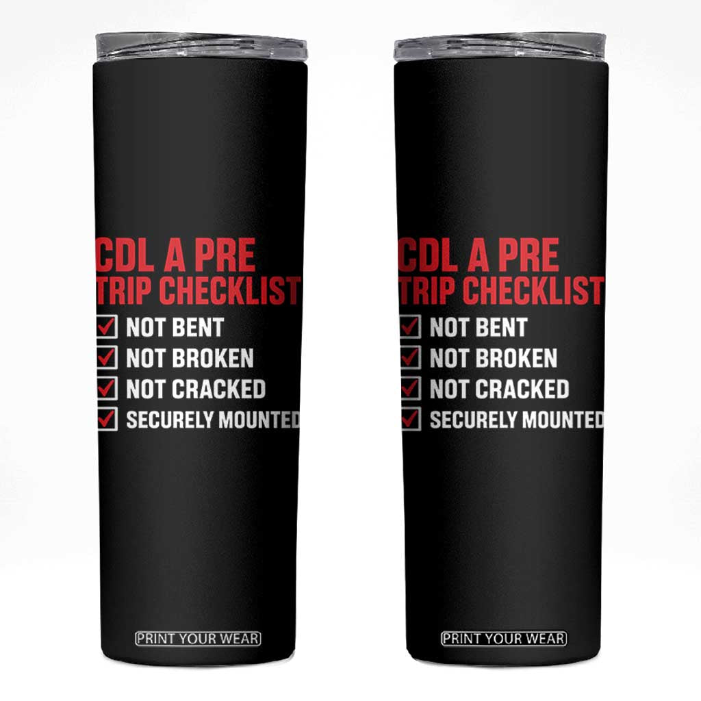 CDL A Pre Trip Checklist Trucker Skinny Tumbler Driver Safety Inspection Graphic