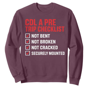 CDL A Pre Trip Checklist Trucker Sweatshirt Driver Safety Inspection Graphic