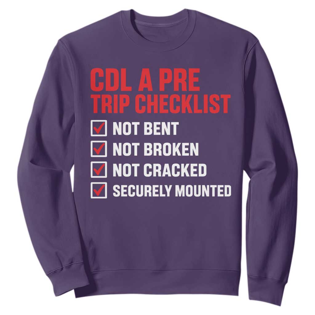 CDL A Pre Trip Checklist Trucker Sweatshirt Driver Safety Inspection Graphic