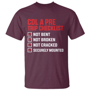 CDL A Pre Trip Checklist Trucker T Shirt Driver Safety Inspection Graphic