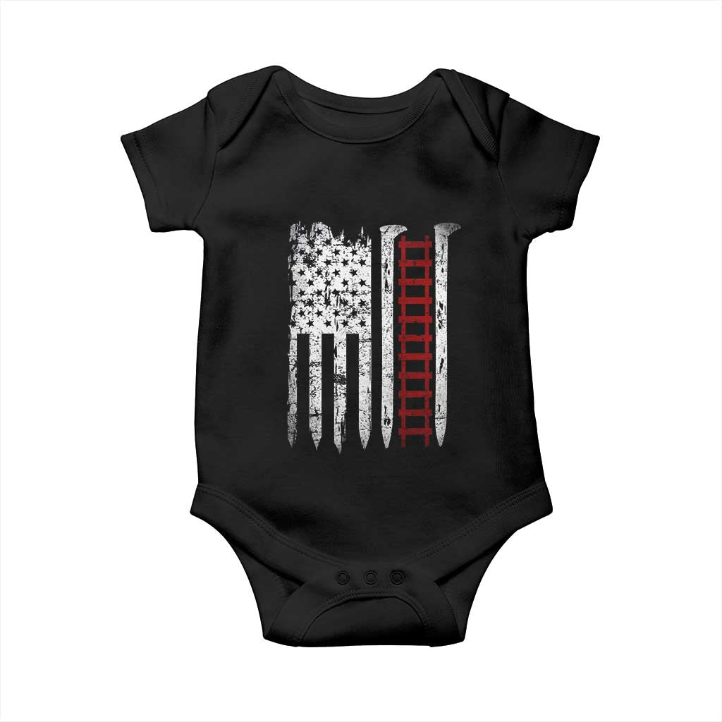 American Flag Railroad Baby Onesie Railway Workers Track Spike Graphic TS10 Black Print Your Wear