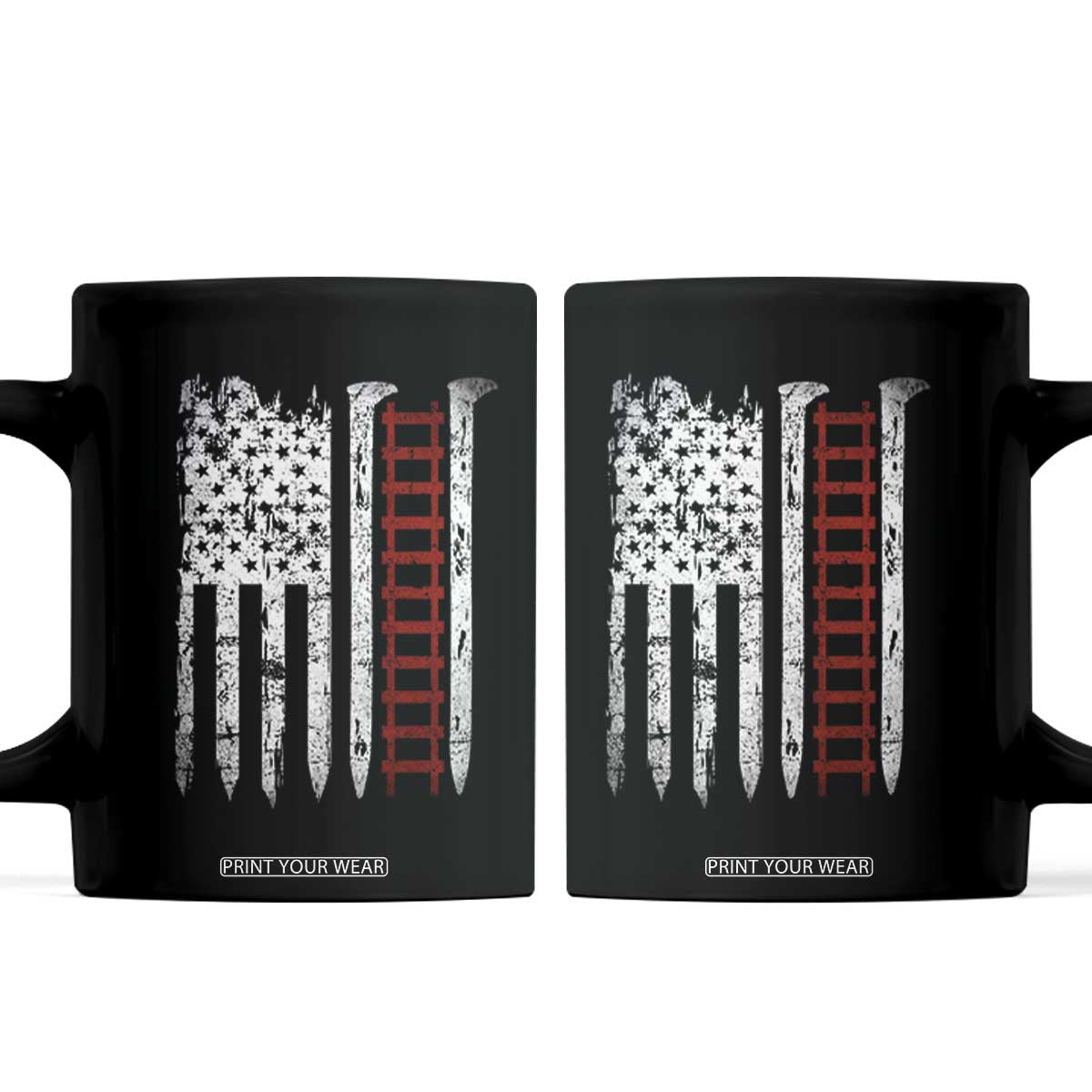 American Flag Railroad Coffee Mug Railway Workers Track Spike Graphic TS10 Black Print Your Wear