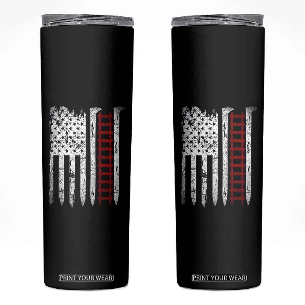 American Flag Railroad Skinny Tumbler Railway Workers Track Spike Graphic TS10 Black Print Your Wear