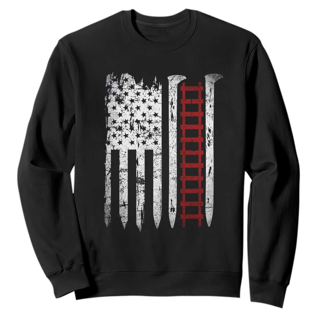 American Flag Railroad Sweatshirt Railway Workers Track Spike Graphic TS10 Black Print Your Wear