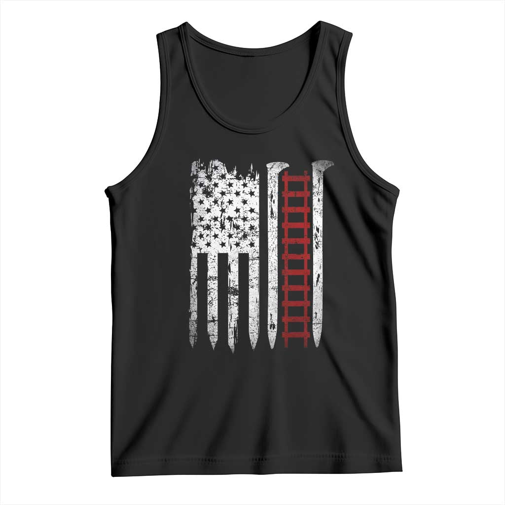 American Flag Railroad Tank Top Railway Workers Track Spike Graphic TS10 Black Print Your Wear