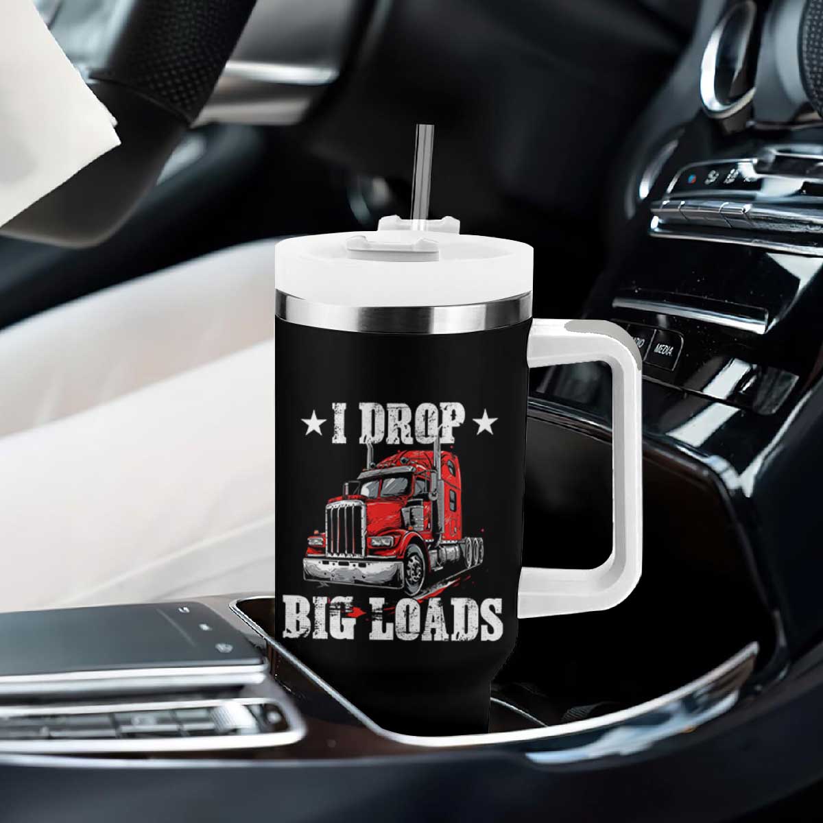 Funny Trucker Semi Truck Driver Meme Tumbler With Handle I Drop Big Loads