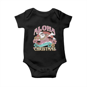 Hawaii Christmas Baby Onesie Surfing Santa With Tattoos Aloha Christmas TS10 Black Print Your Wear
